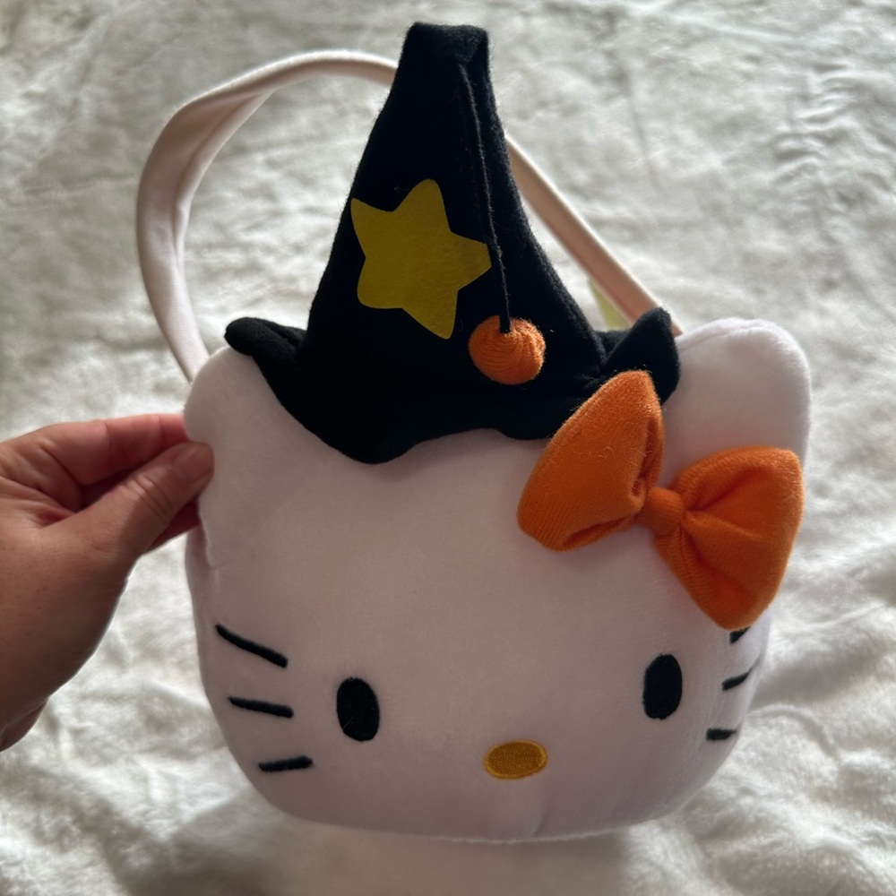 Hello Kitty Halloween Trick Or Treat Basket Plush Witch’s Hat Sanrio 2007 Rare